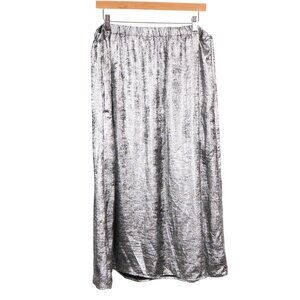 Old Navy Silver Maxi Skirt XL Womens Metallic Elastic Waistband Party Whimsigoth